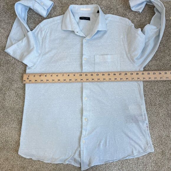 Ted Baker Men's Linen Cotton Knit Casual Shirt 3 / M Coastal Resort Summer - Picture 14 of 16